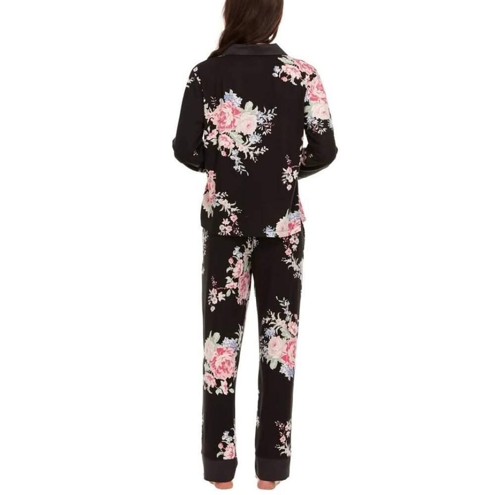 Flora Nikrooz Women's Satin Trim Notch Collar PJ‎ Set - Picture 6 of 7